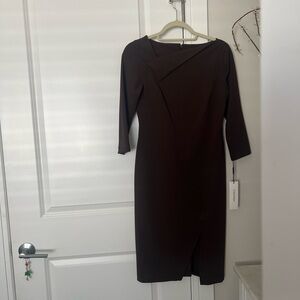 NWT! Calvin Klein dark Brown Asymmetrical Sheath Dress size 6